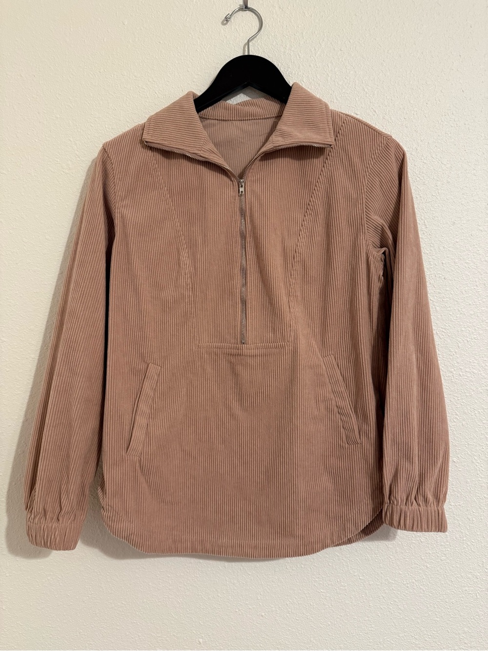 Corduroy Half-Zip Pullover in Dusty Rose